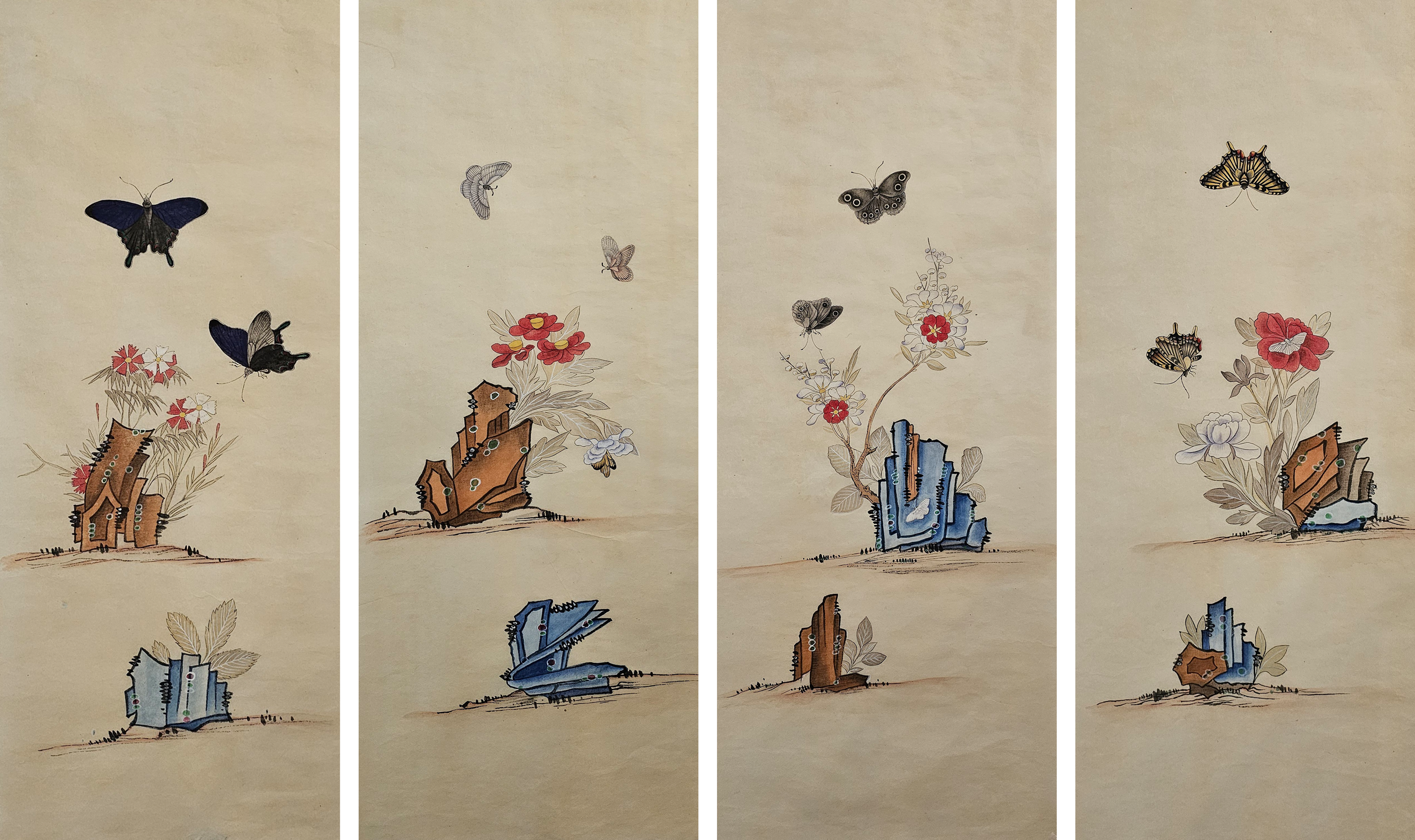 Blume und Schmetterling 호접도